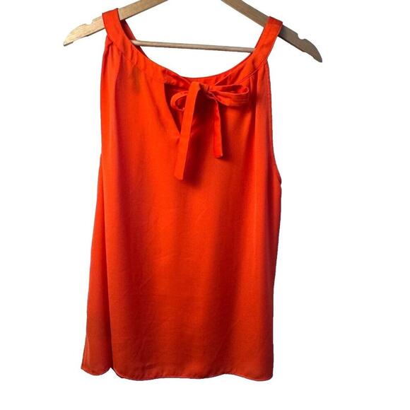 Worthington Orange Sleeveless Top with Tie Neck In Back - Picture 3 of 6